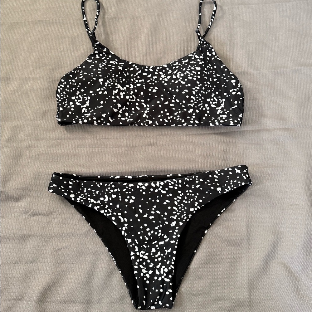 Black and White Spotted Bikini Set